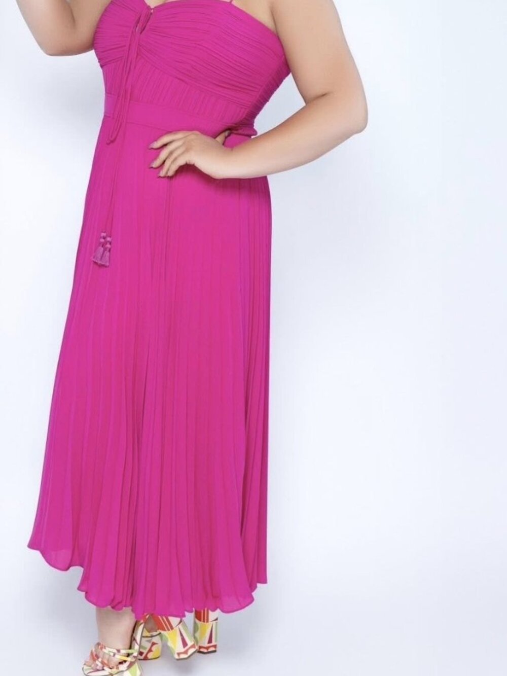 Size 16 NWT Alex Marie Fuchsia Pleated Dress - Picture 5 of 6